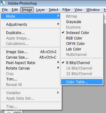 Load color table in PhotoShop